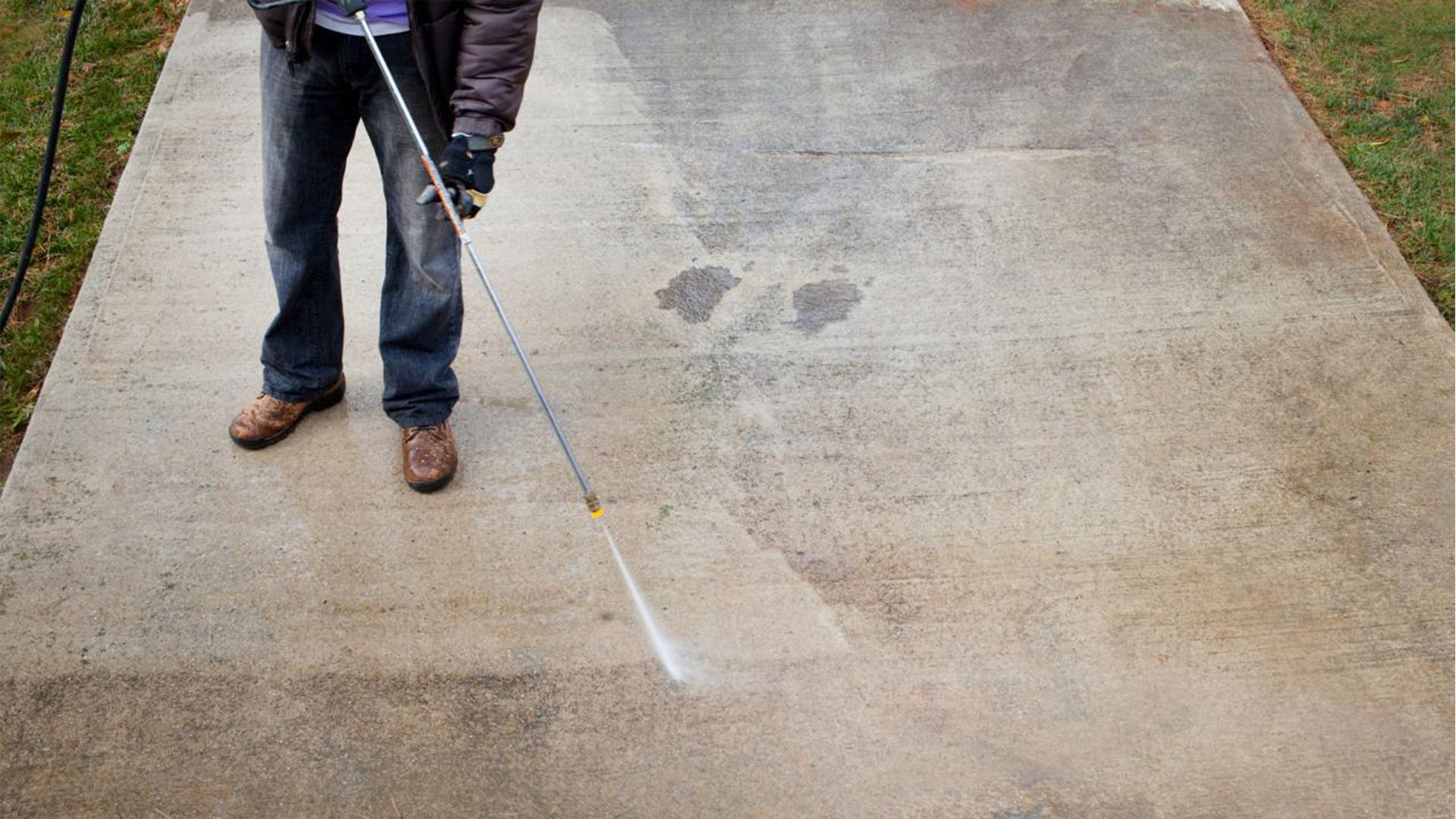 dirty driveway with moss